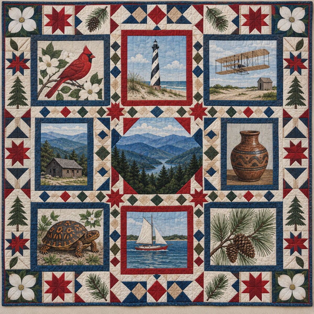 North Carolina Landmark Windows TD181026663 Quilt Blanket