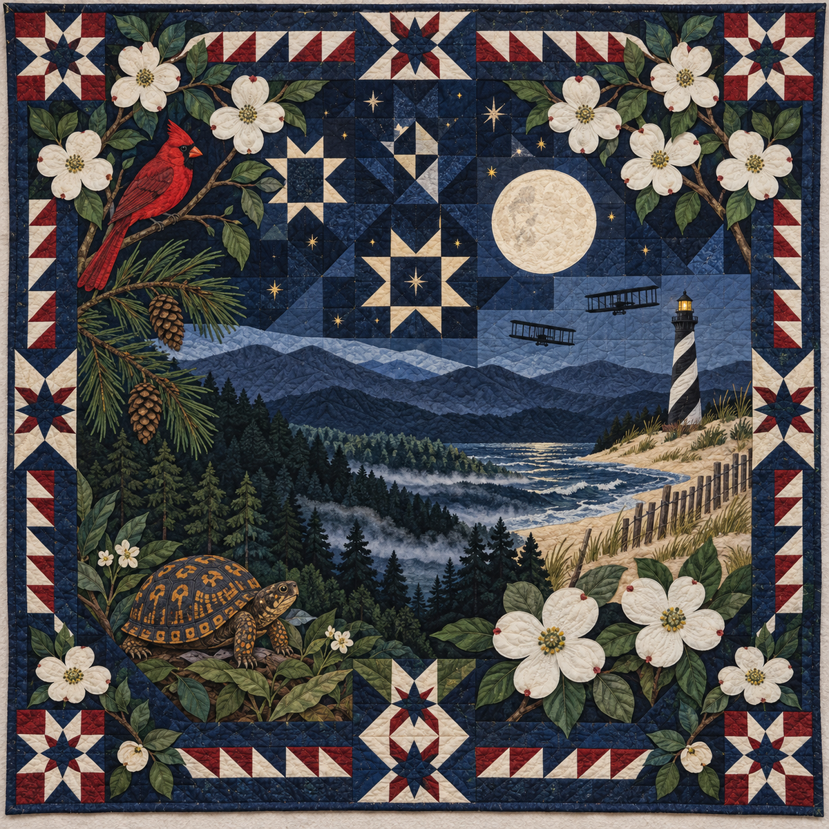 North Carolina Night Garden TD181026665 Quilt Blanket