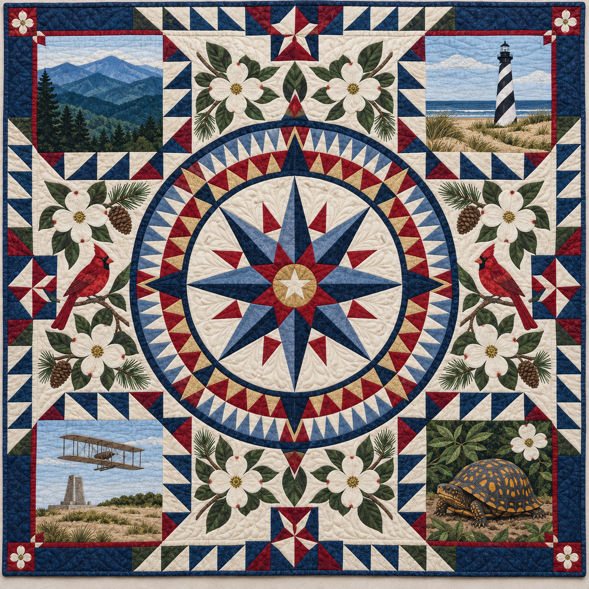 North Carolina Radiant Compass TD181026667 Quilt Blanket
