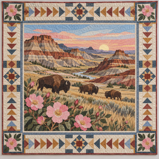 North Dakota Badlands Rose Dawn TD1410261082 Quilt Blanket