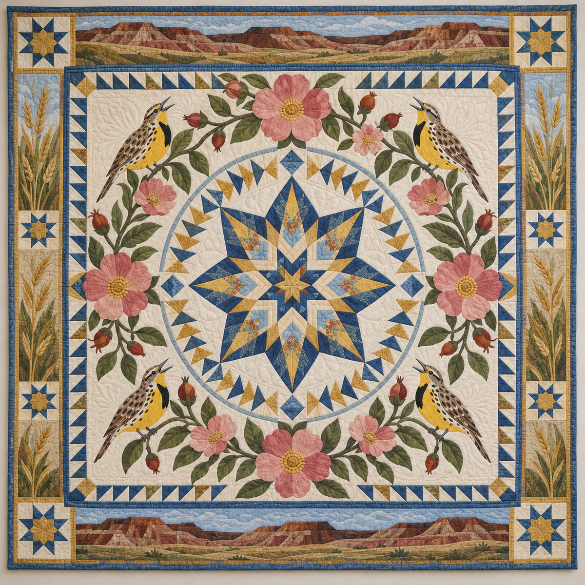 North Dakota Prairie Union Star TD1410261083 Quilt Blanket