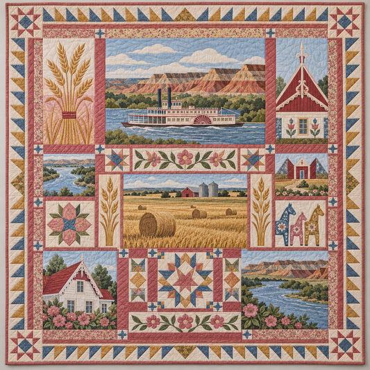 North Dakota Wheat And River Stories TD1410261084 Quilt Blanket