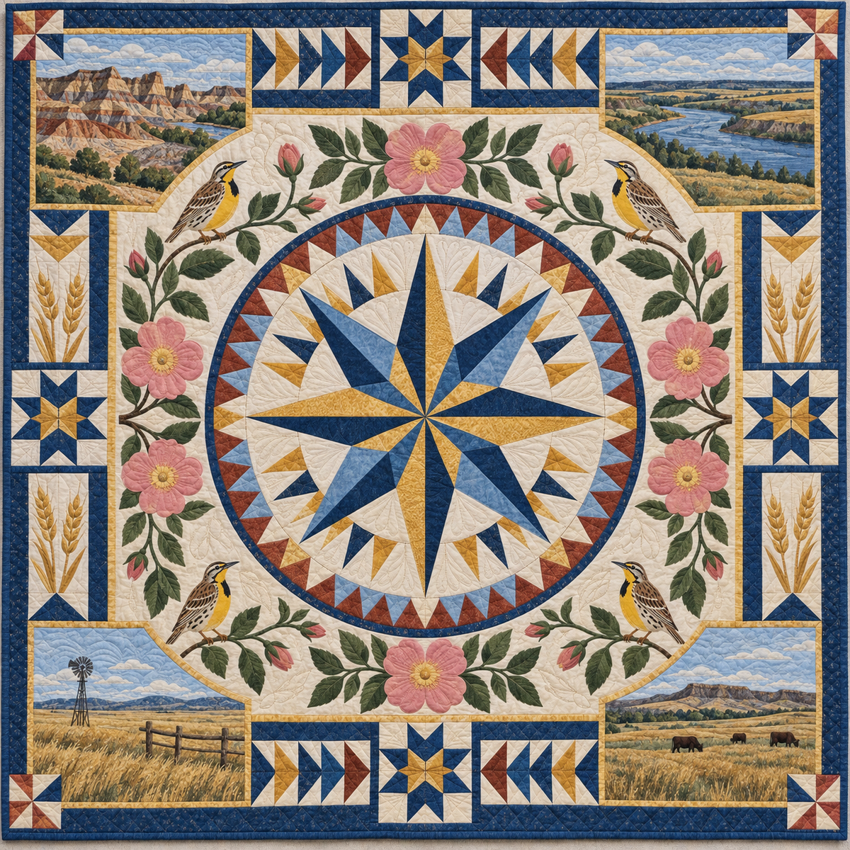 North Dakota Radiant Compass TD181026677 Quilt Blanket