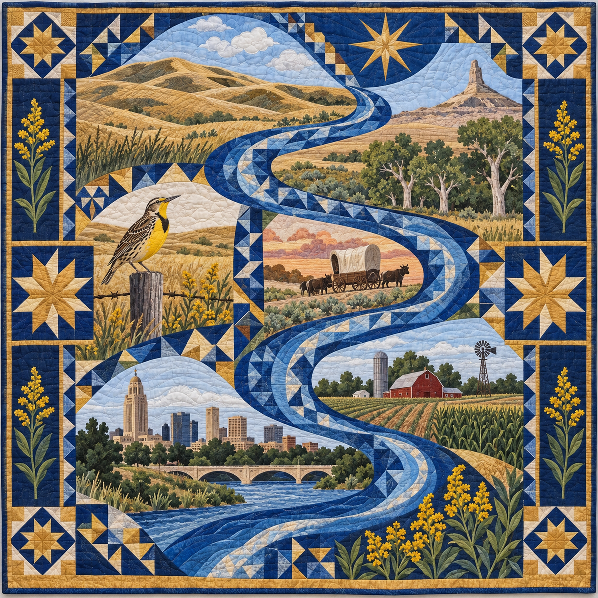 Nebraska River Of Stories TD181026684 Quilt Blanket