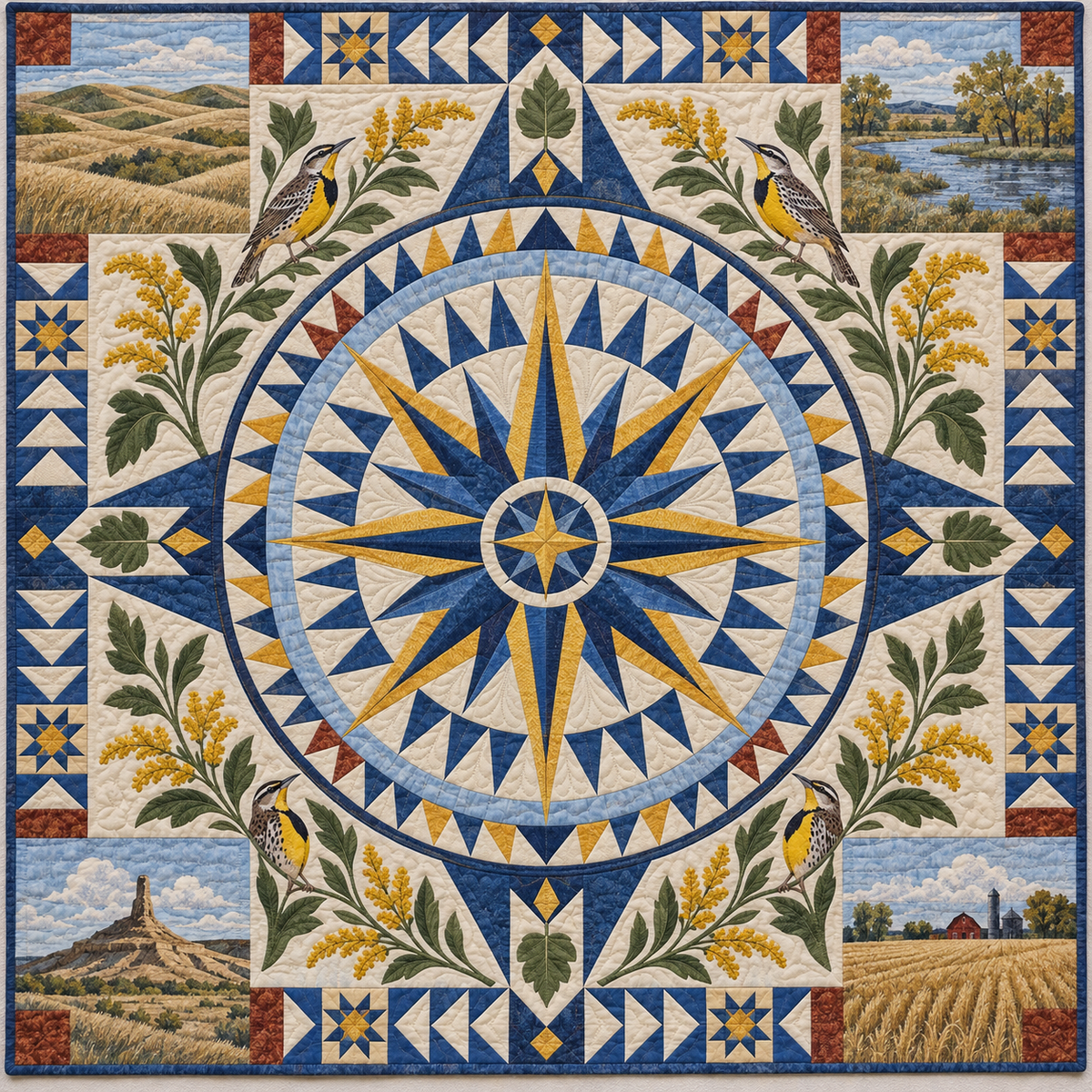 Nebraska Radiant Compass TD181026687 Quilt Blanket