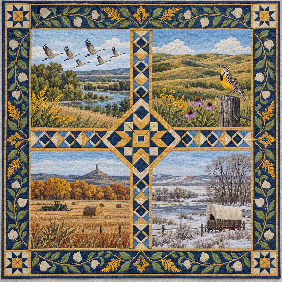 Nebraska Four Seasons TD181026688 Quilt Blanket