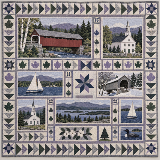 New Hampshire Covered Bridge Almanac TD1410261090 Quilt Blanket