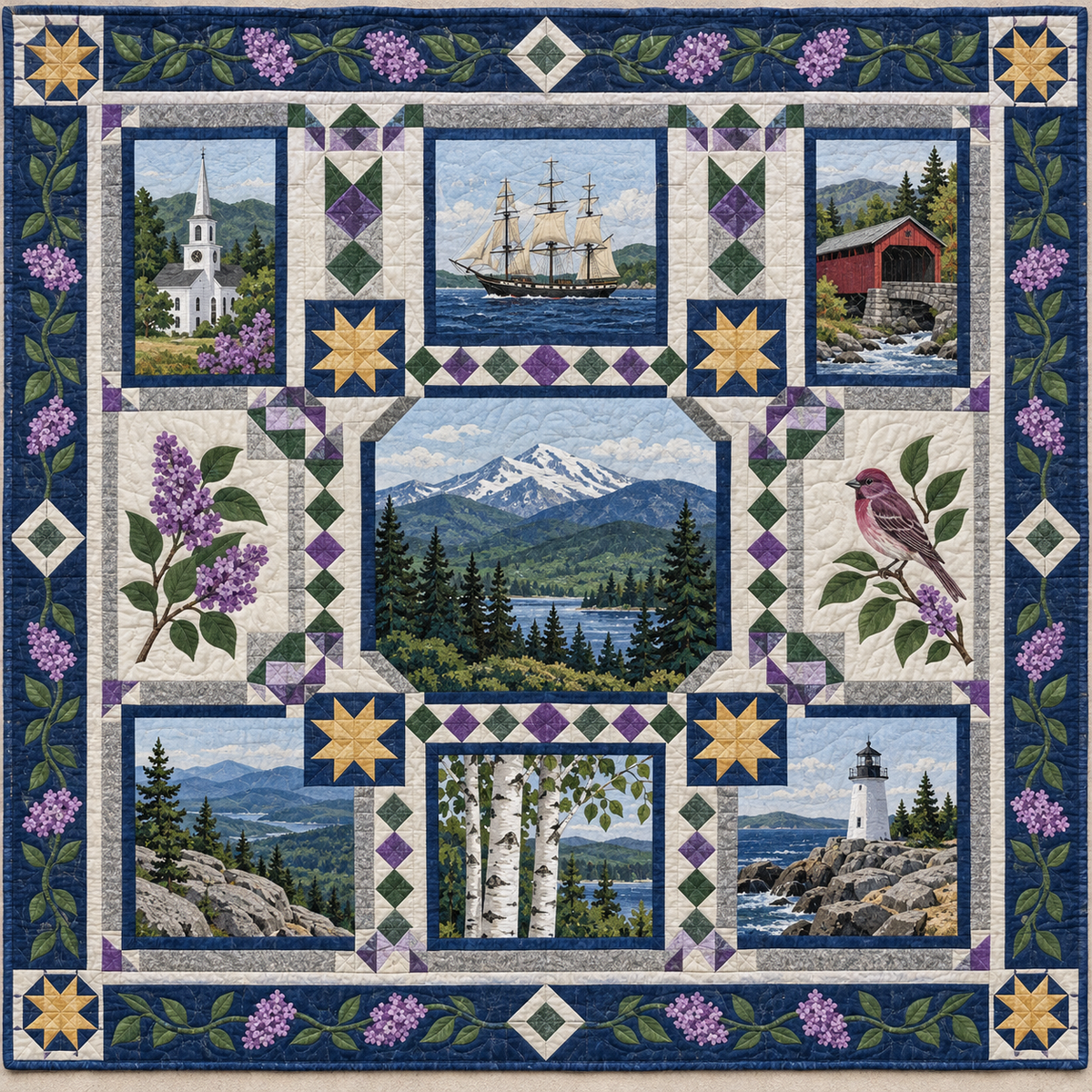 New Hampshire Landmark Windows TD181026693 Quilt Blanket