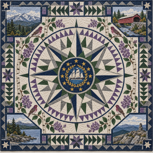 New Hampshire Radiant Compass TD181026697 Quilt Blanket