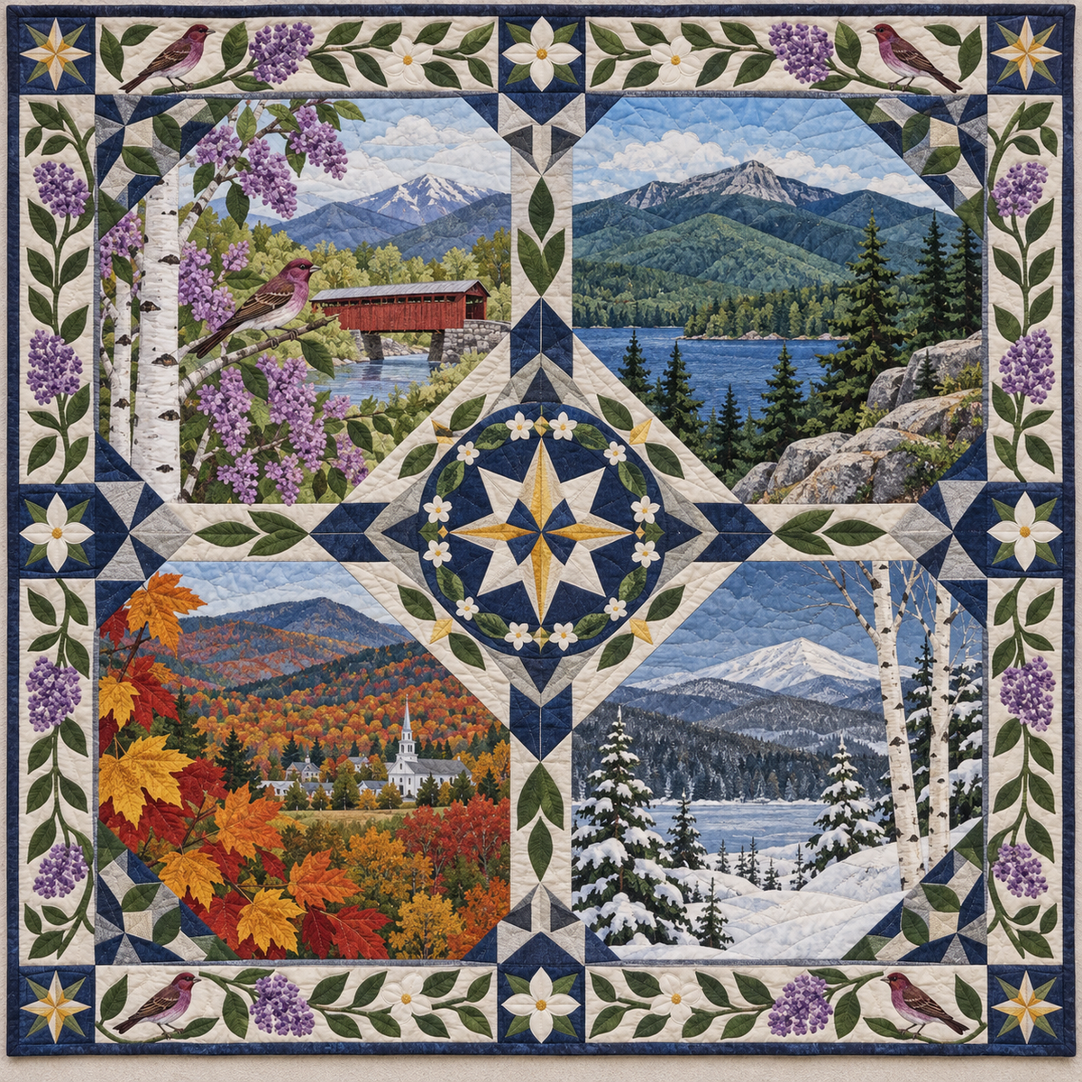 New Hampshire Four Seasons TD181026698 Quilt Blanket