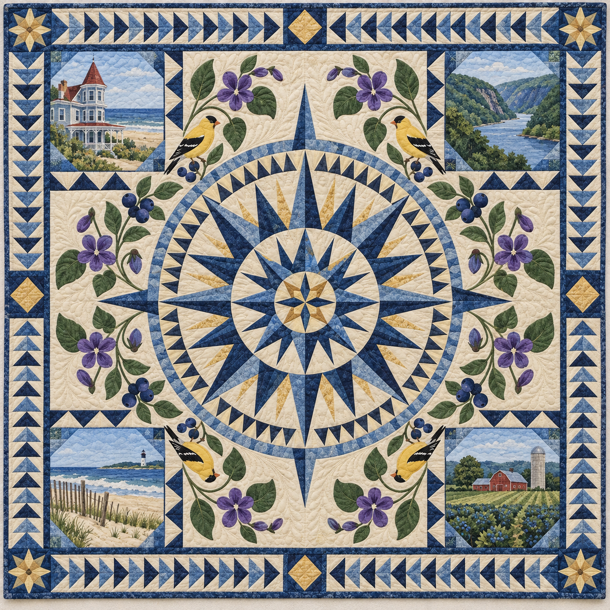 New Jersey Radiant Compass TD181026707 Quilt Blanket
