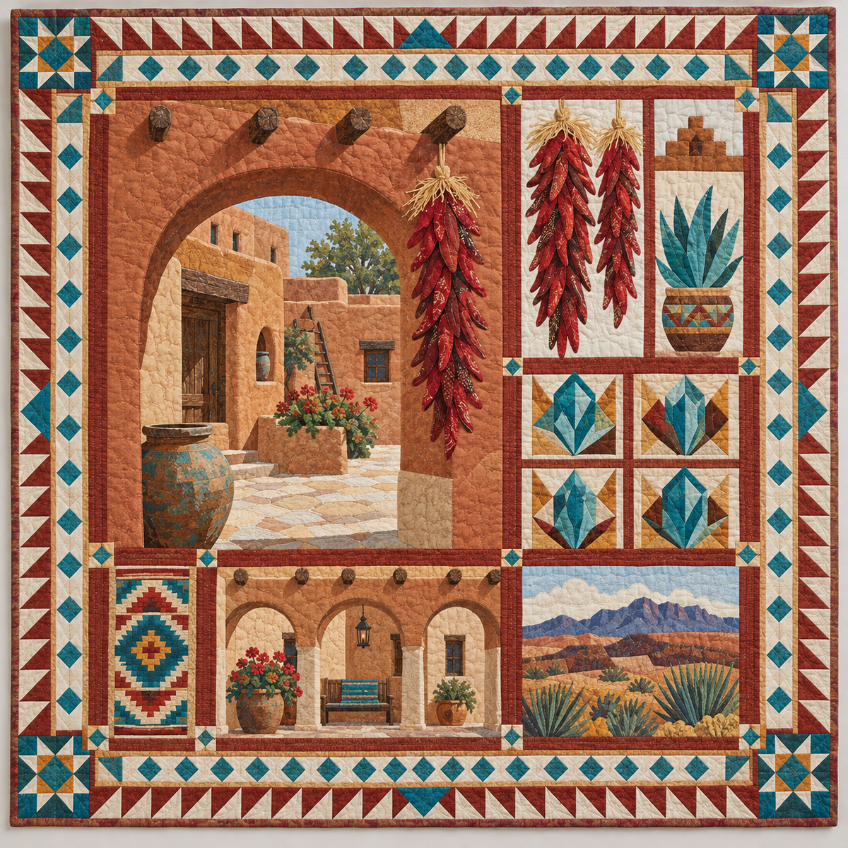 New Mexico Adobe And Chile TD1410261096 Quilt Blanket