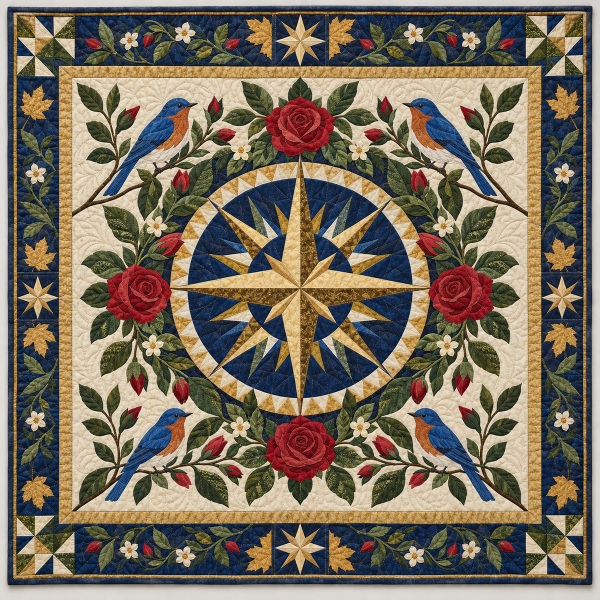 New York Excelsior Rose Compass TD1410261101 Quilt Blanket