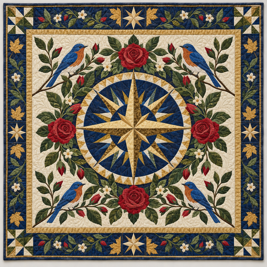 New York Excelsior Rose Compass TD1410261101 Quilt Blanket