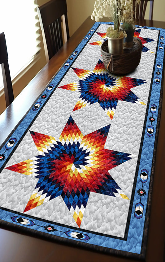 Native American Blue Star CLP270662TR Quilted Table Runner