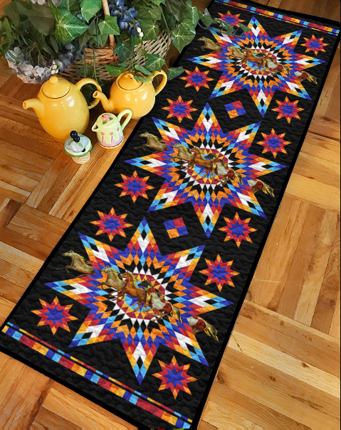 Native American Horse HN030801TAQTR Quilted Table Runner