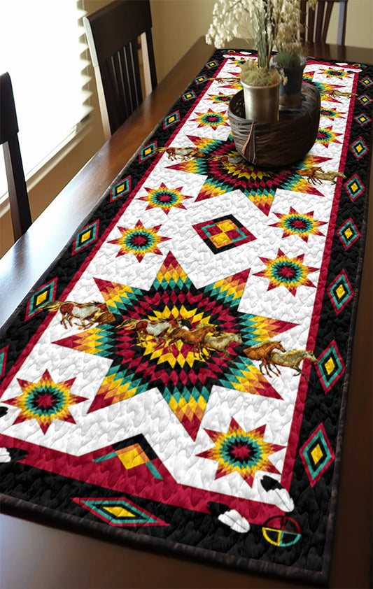 Native American Horse HN030802TAQTR Quilted Table Runner