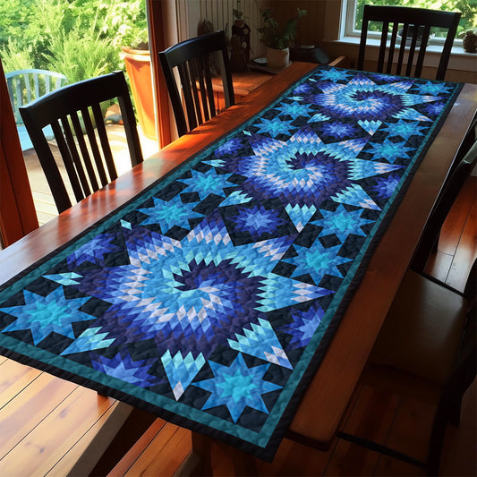 Native American Star Blue HN250503MTR Quilted Table Runner