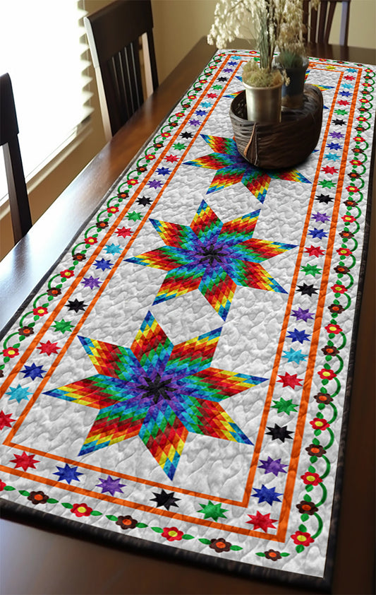 Native American Star Flower MT190503MTR Quilted Table Runner