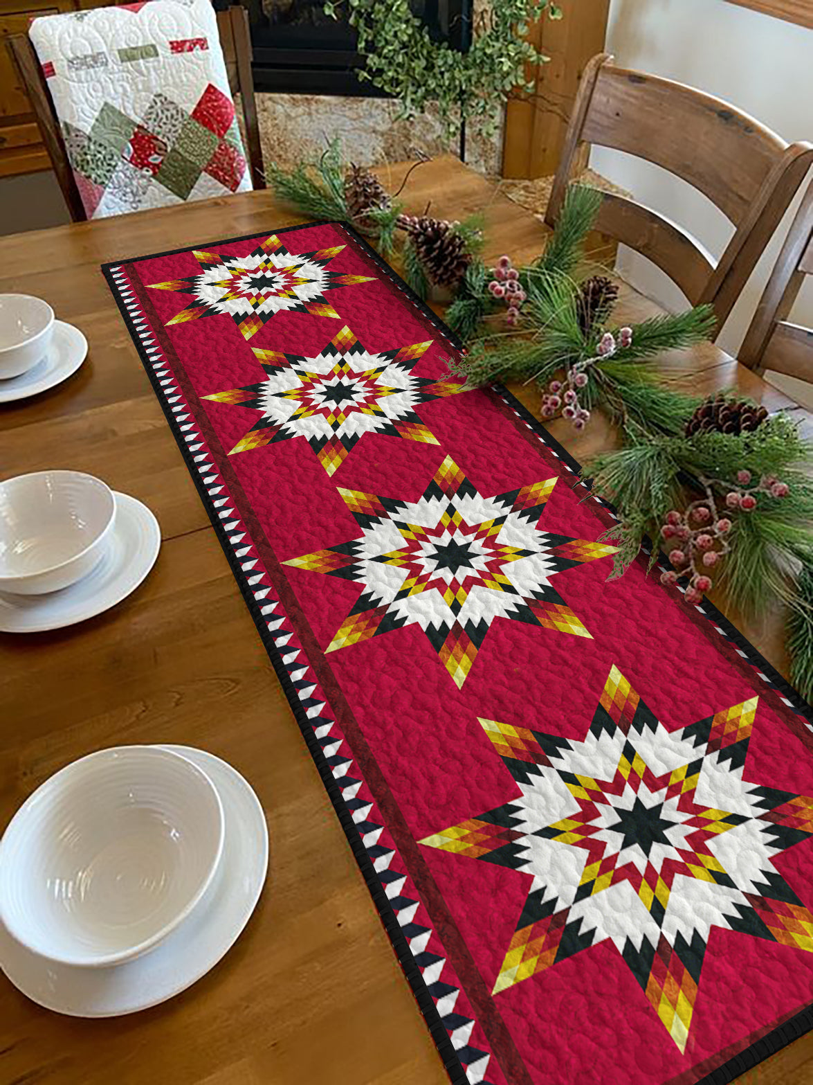 Native American Star HN260508MTR Quilted Table Runner