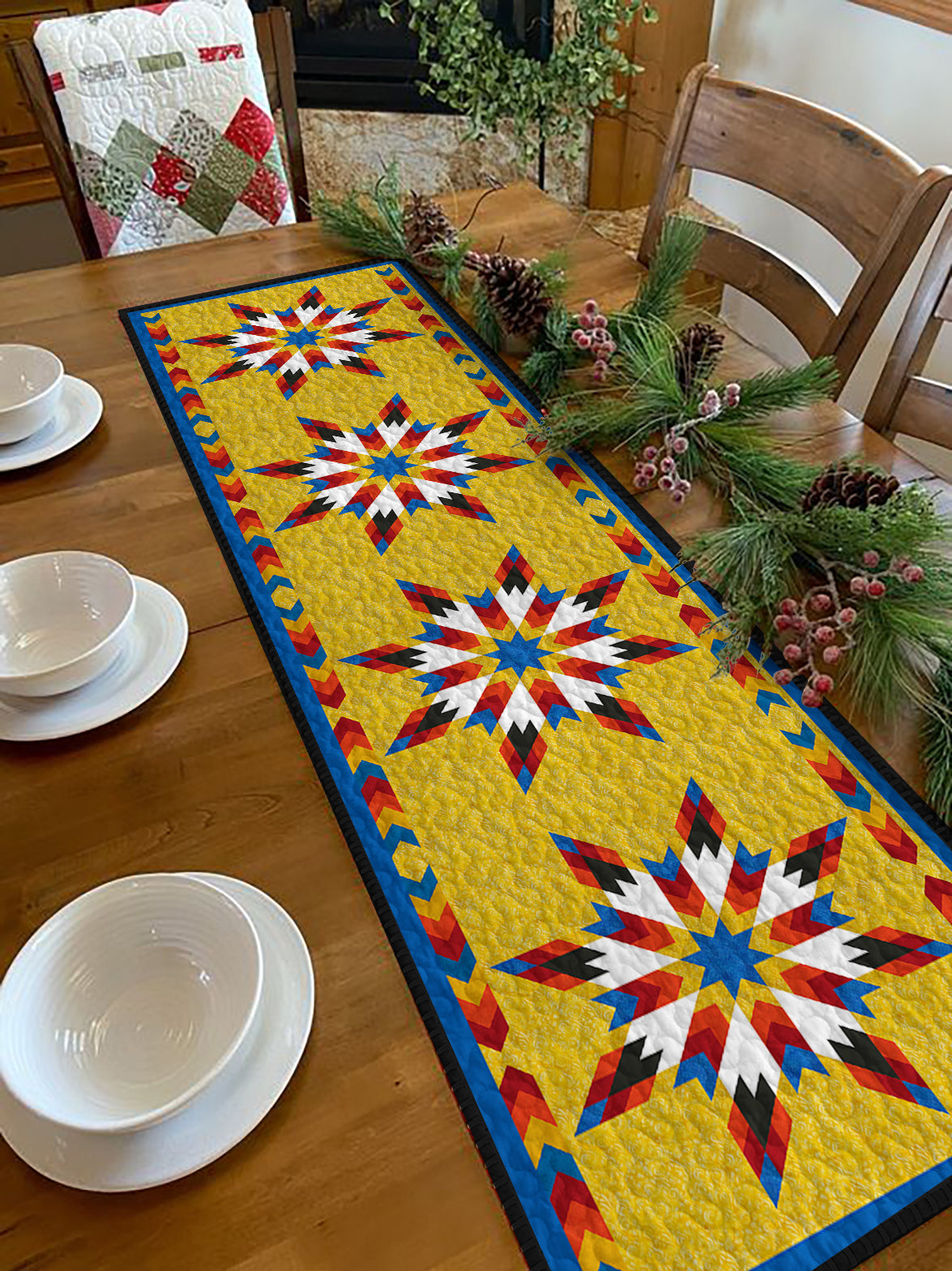 Native American Star HN270503MTR Quilted Table Runner