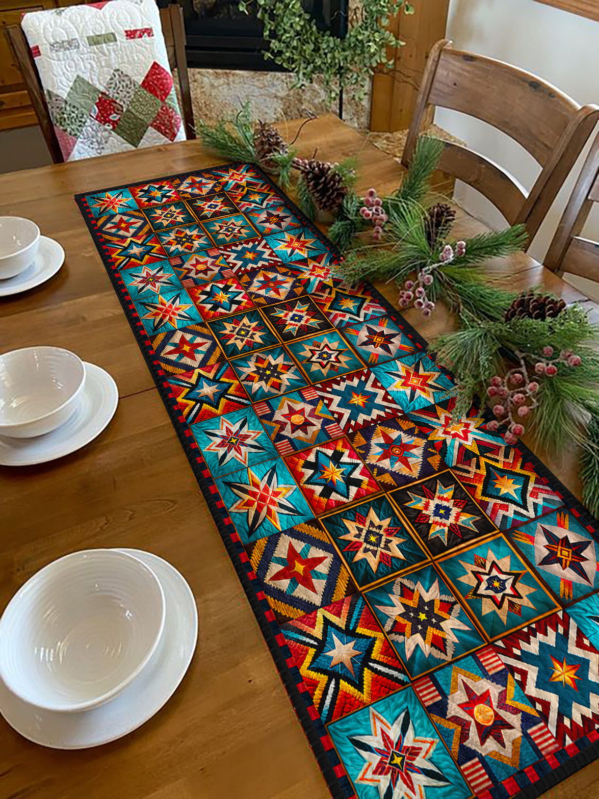 Native American Star TL190803YTR Quilted Table Runner – Charming Favor