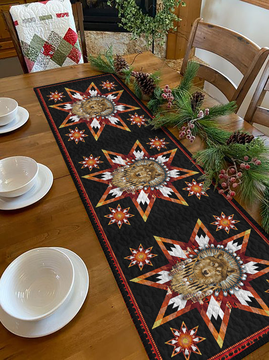 Native American Wolf HN080402DTR Quilted Table Runner