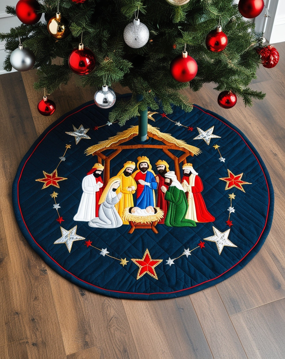 Nativity Scene NTA281024308 Quilted Tree Skirt