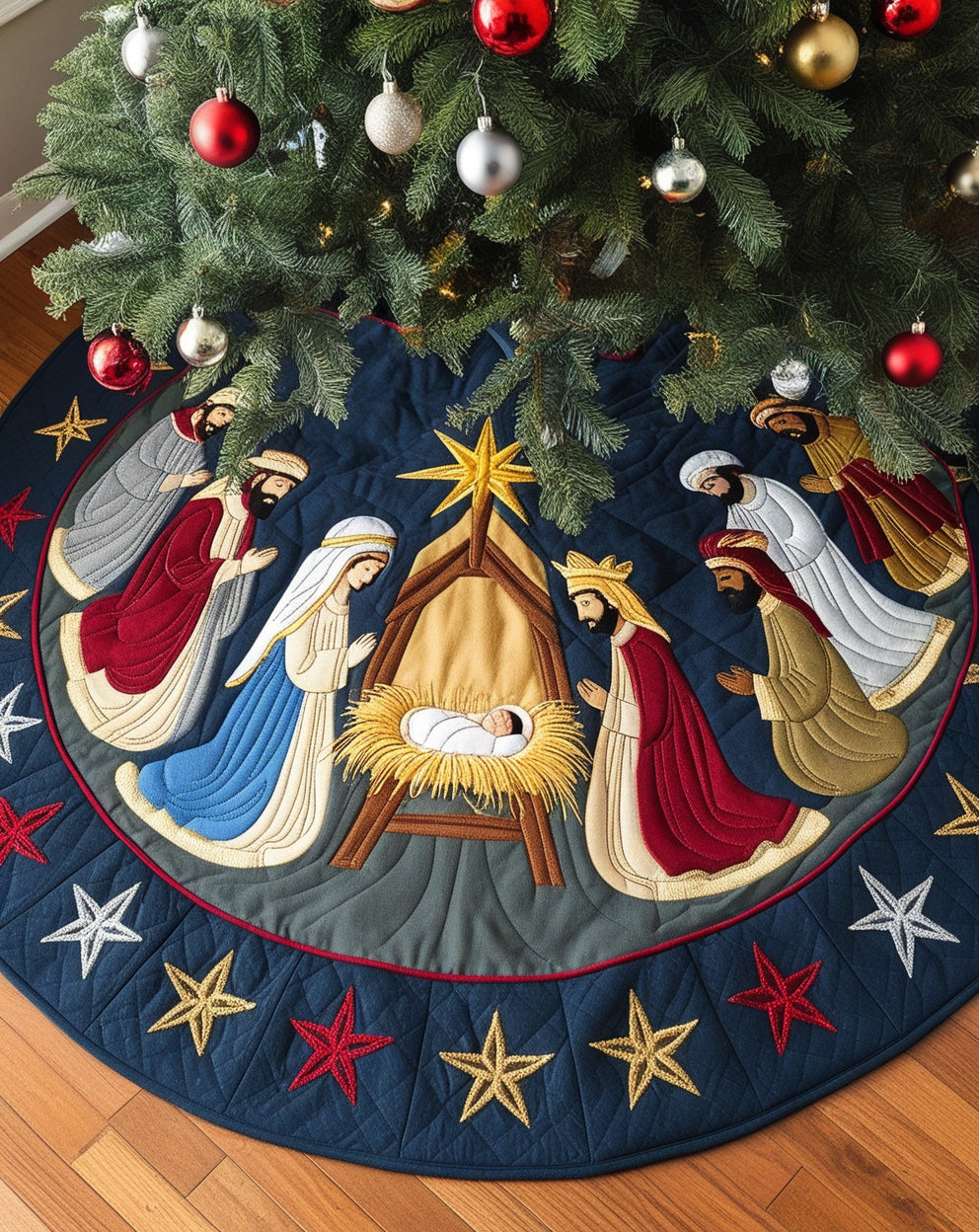 Nativity Scene NTA281024314 Quilted Tree Skirt