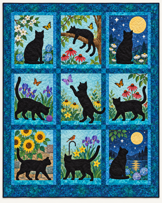 Nine Lives In Blue TD101026342 Quilt Blanket