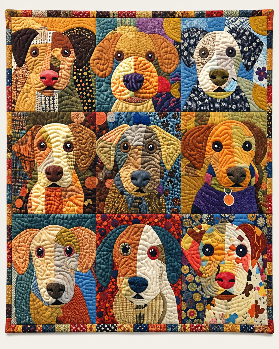 Nine Patchwork Puppies TD101026343 Quilt Blanket