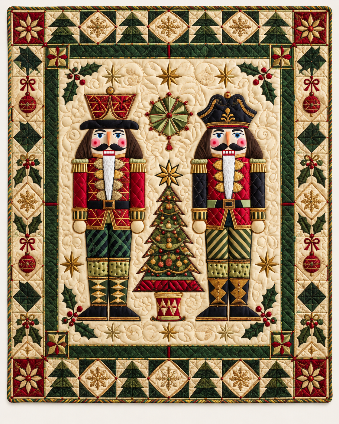 Nutcracker Pair In Gold TD101026345 Quilt Blanket