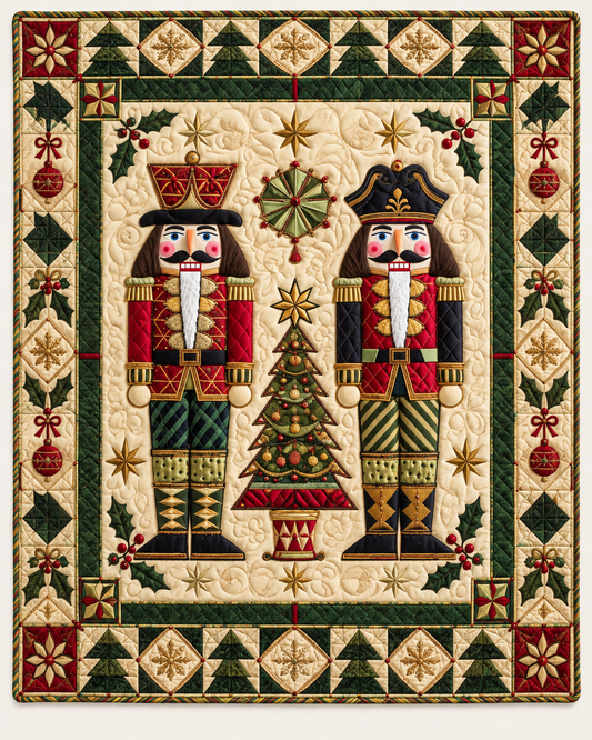 Nutcracker Pair In Gold TD101026345 Quilt Blanket