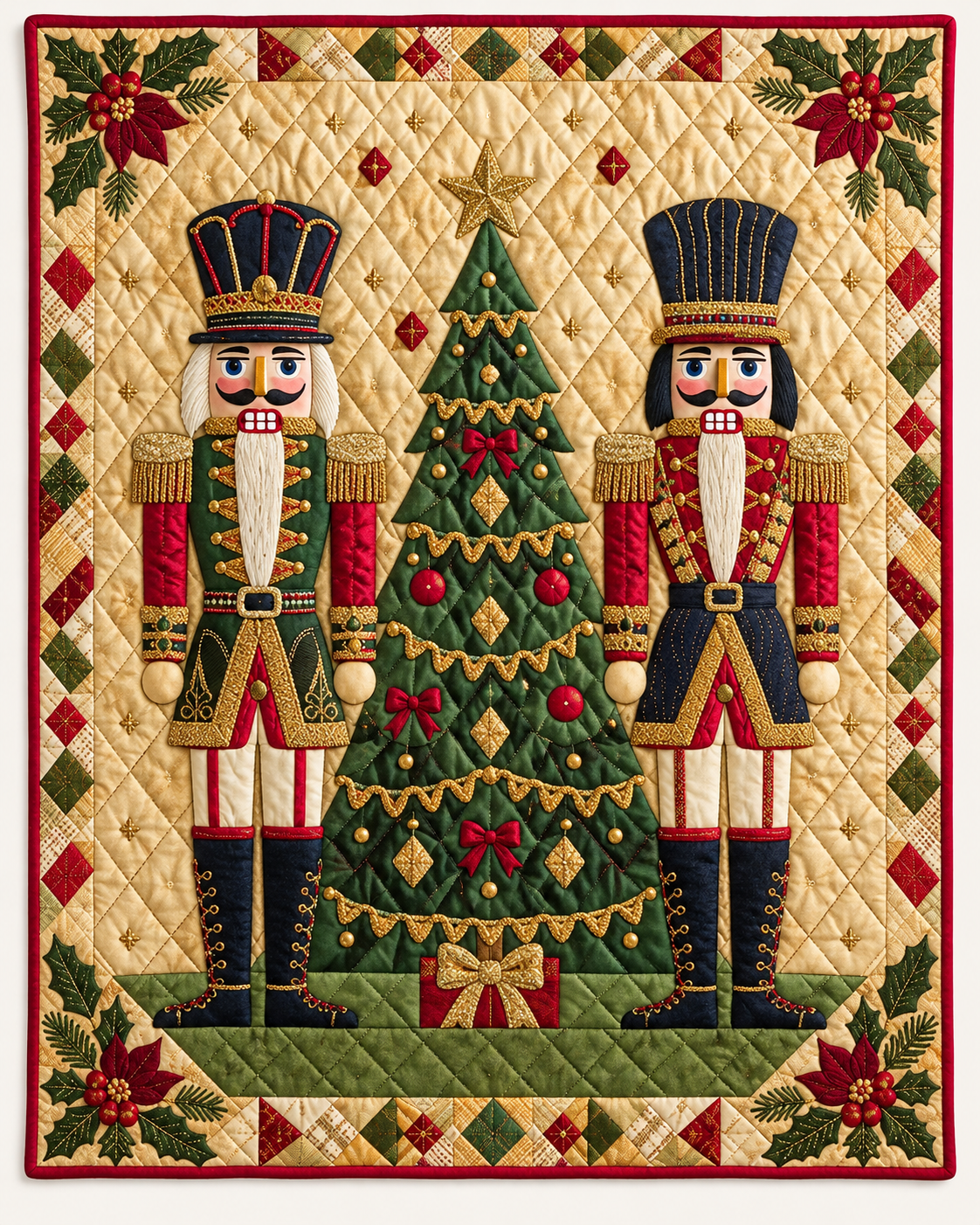 Nutcrackers Beside a Christmas Tree TD101026348 Quilt Blanket