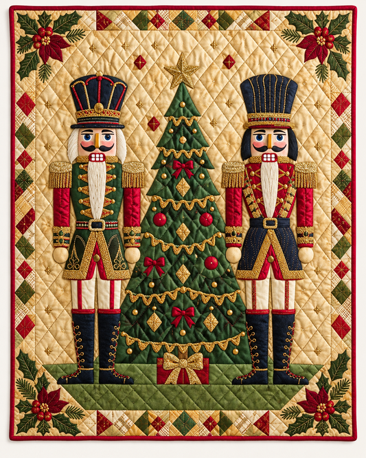 Nutcrackers Beside a Christmas Tree TD101026348 Quilt Blanket