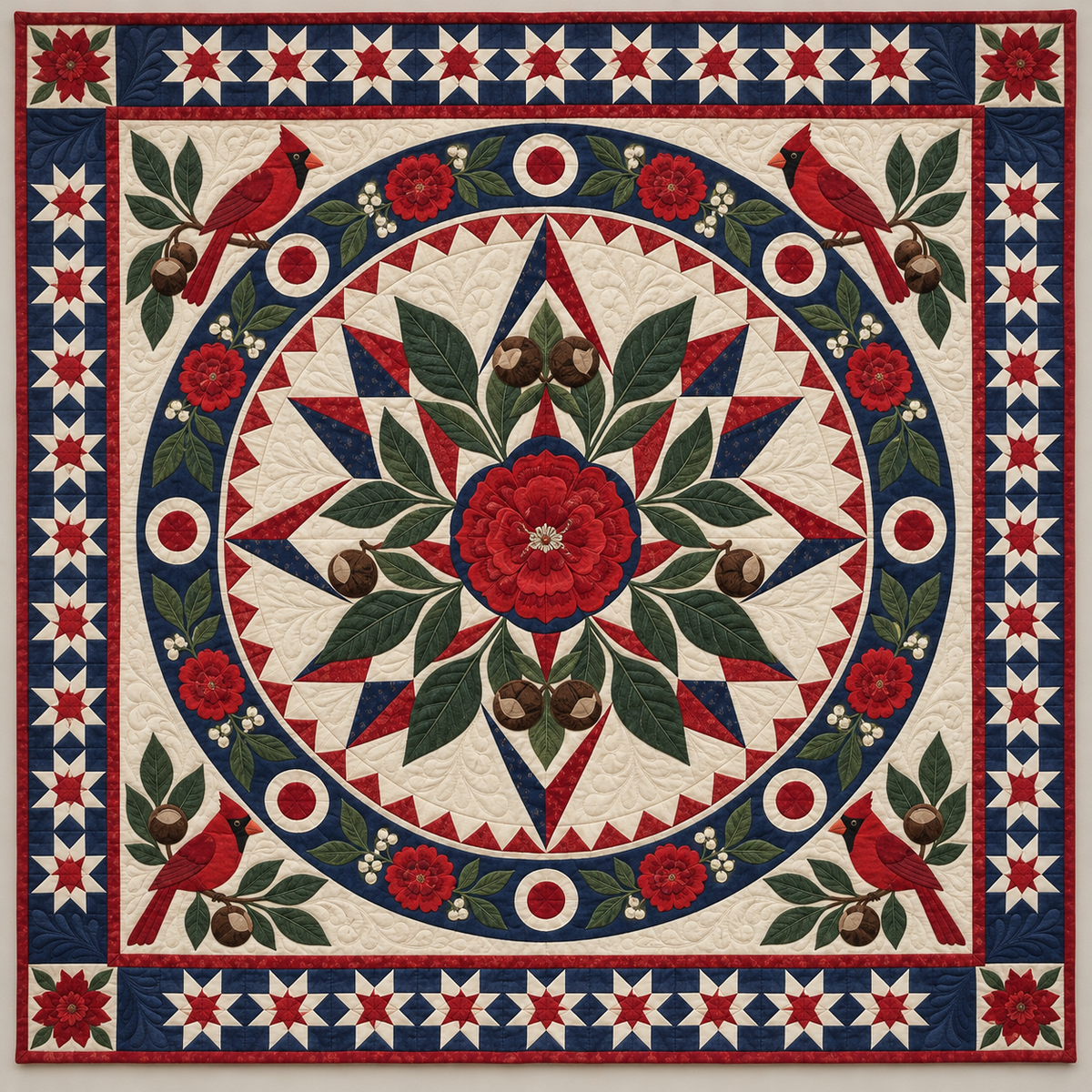 Ohio Buckeye Carnation Star TD1410261104 Quilt Blanket