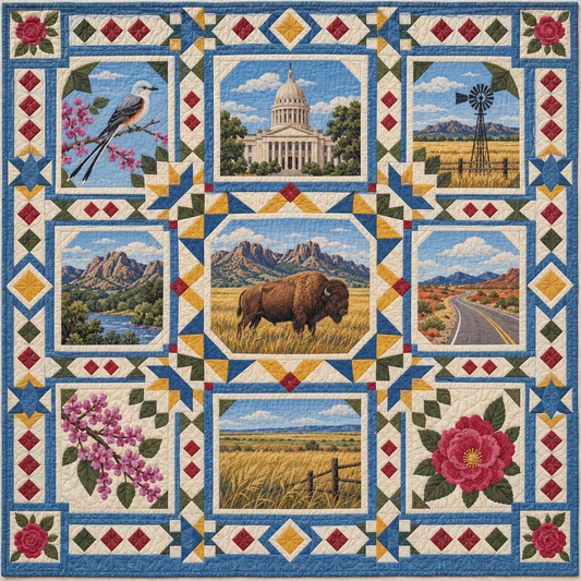 Oklahoma Landmark Windows TD181026753 Quilt Blanket