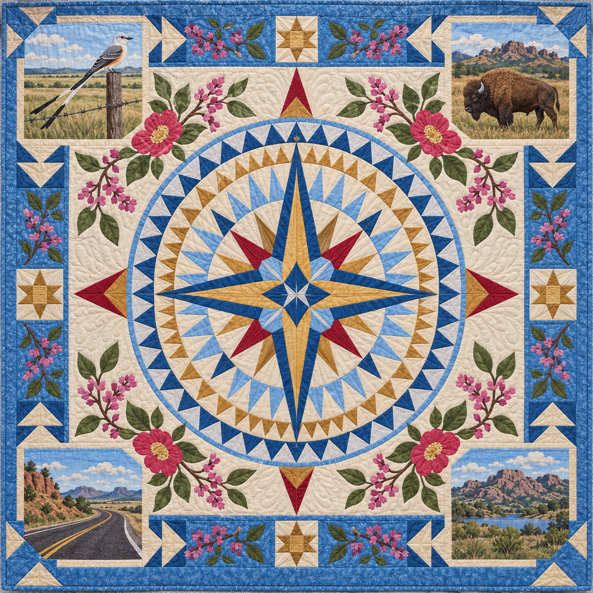Oklahoma Radiant Compass TD181026757 Quilt Blanket