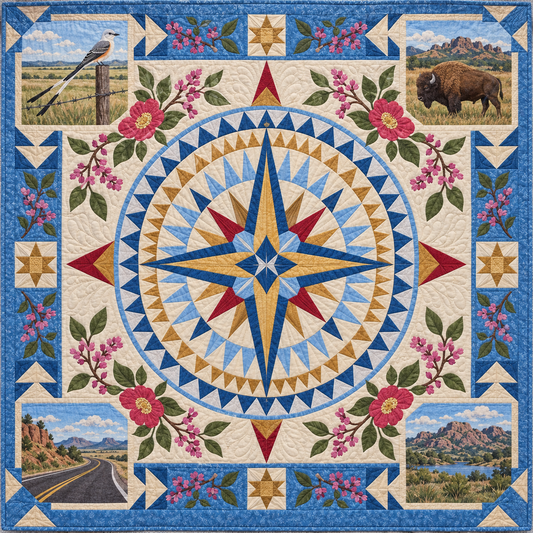 Oklahoma Radiant Compass TD181026757 Quilt Blanket
