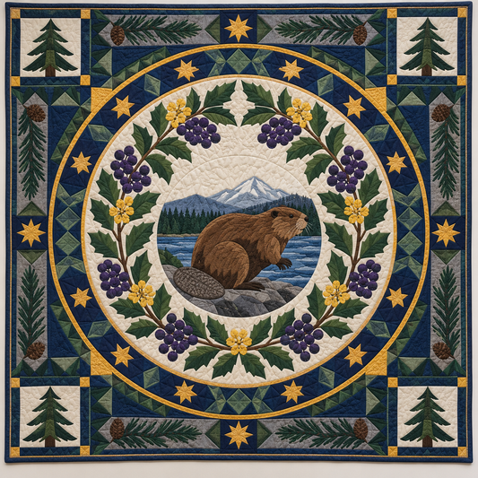 Oregon Beaver And Oregon Grape TD1410261110 Quilt Blanket