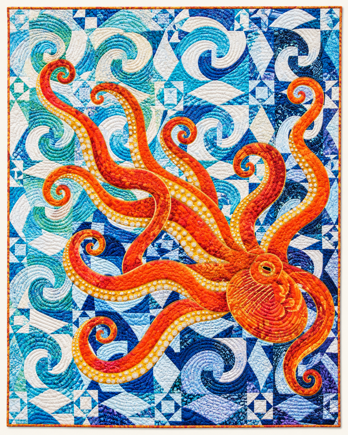 Orange Octopus Ocean TD101026350 Quilt Blanket