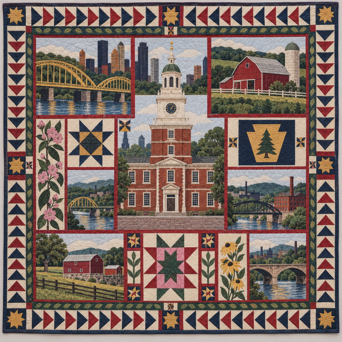 Pennsylvania Bridges Of Industry TD1410261114 Quilt Blanket