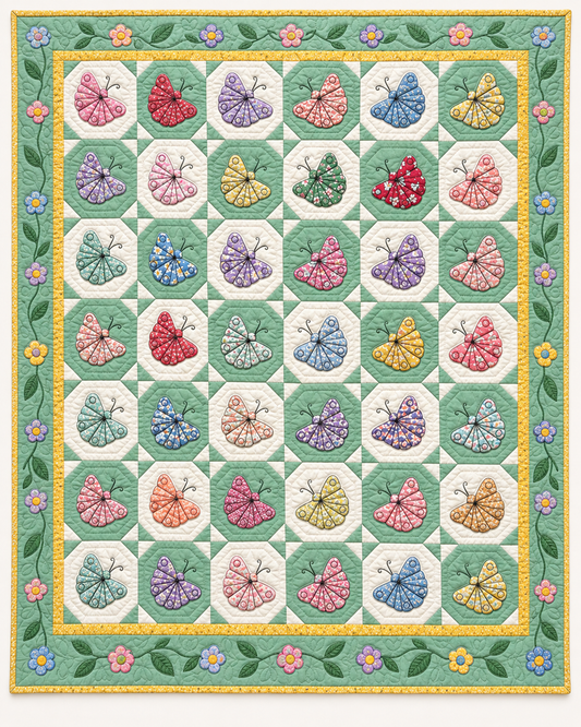 Pastel Butterfly Blocks TD101026355 Quilt Blanket