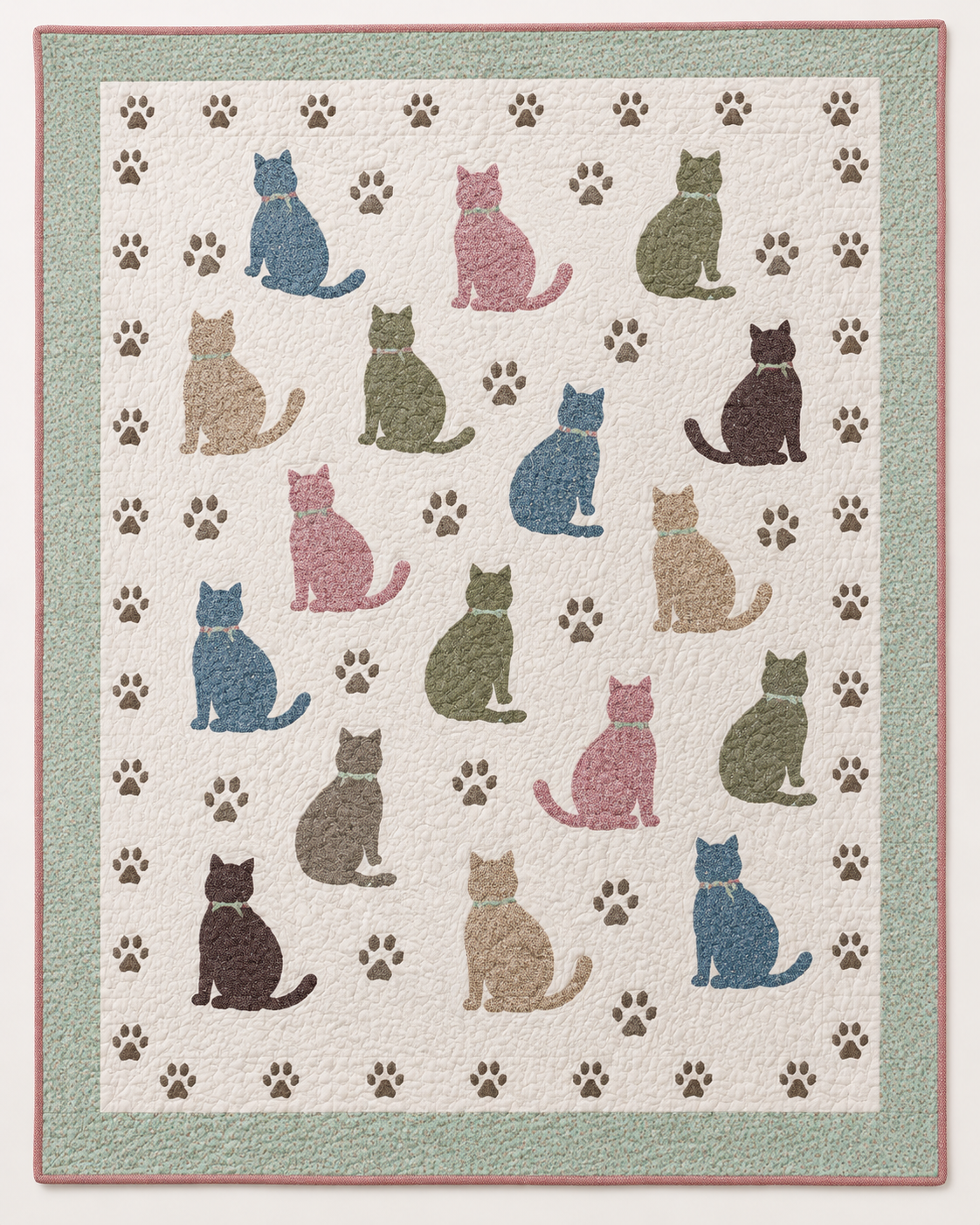 Pastel Cat Silhouettes TD101026357 Quilt Blanket