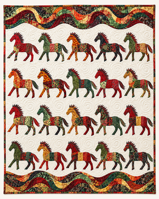 Patchwork Horses And Waves TD101026371 Quilt Blanket