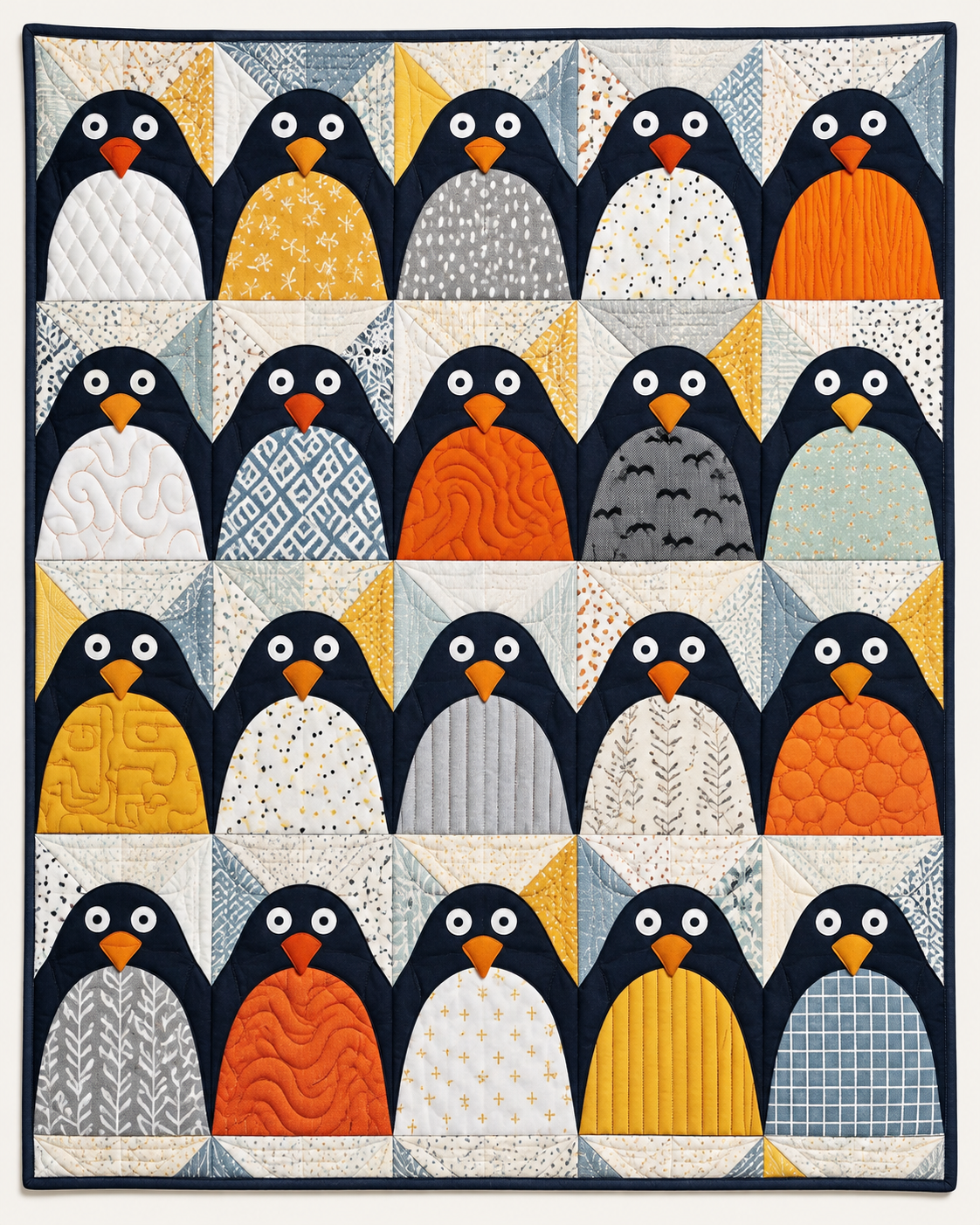 Patchwork Penguin Party TD101026372 Quilt Blanket
