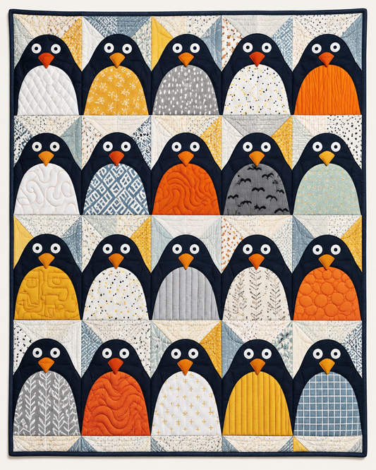Patchwork Penguin Party TD101026372 Quilt Blanket