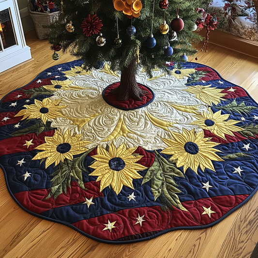 Patriotic Sunflower TAI061124280 Quilted Tree Skirt