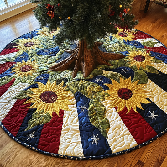 Patriotic Sunflower TAI061124281 Quilted Tree Skirt