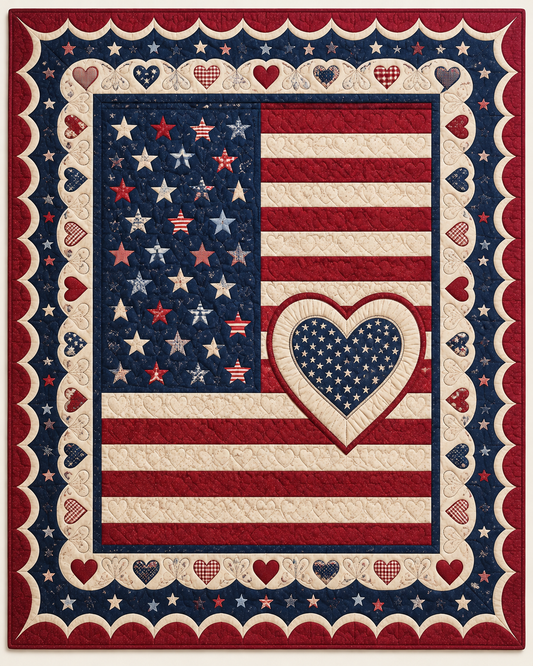 Patriotic Heart Patchwork TD101026375 Quilt Blanket